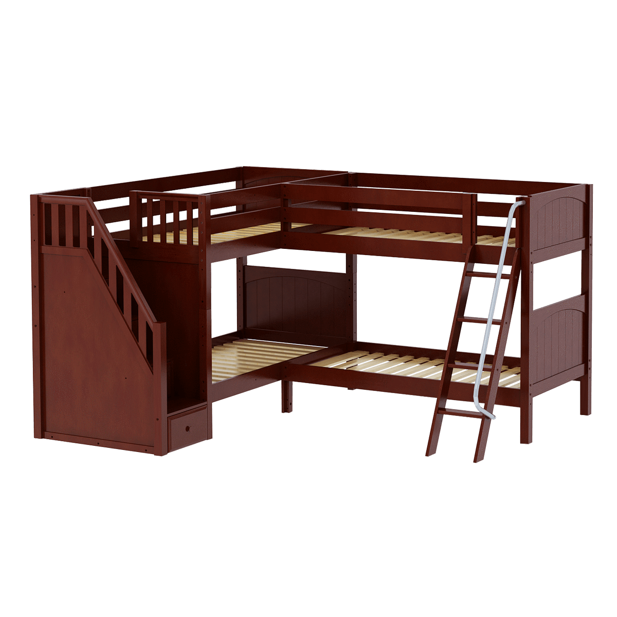 Maxtrix Twin Medium Corner Bunk Bed with Ladder + Stairs - L