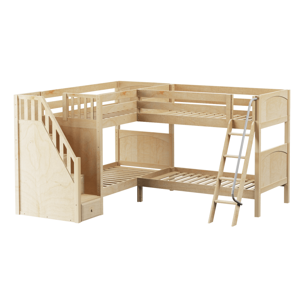 Maxtrix Twin Medium Corner Bunk Bed with Ladder + Stairs - L