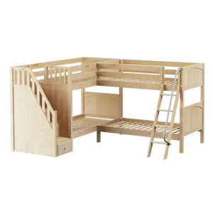Maxtrix Twin Medium Corner Bunk Bed with Ladder + Stairs - L