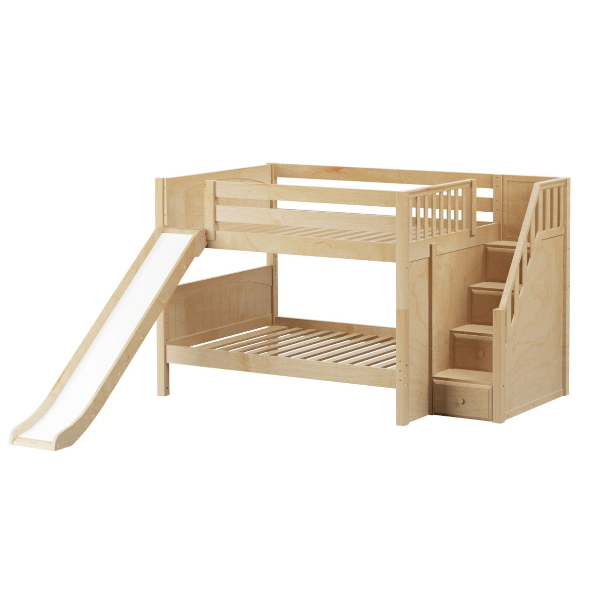 Maxtrix Full Low Bunk Bed with Stairs + Slide