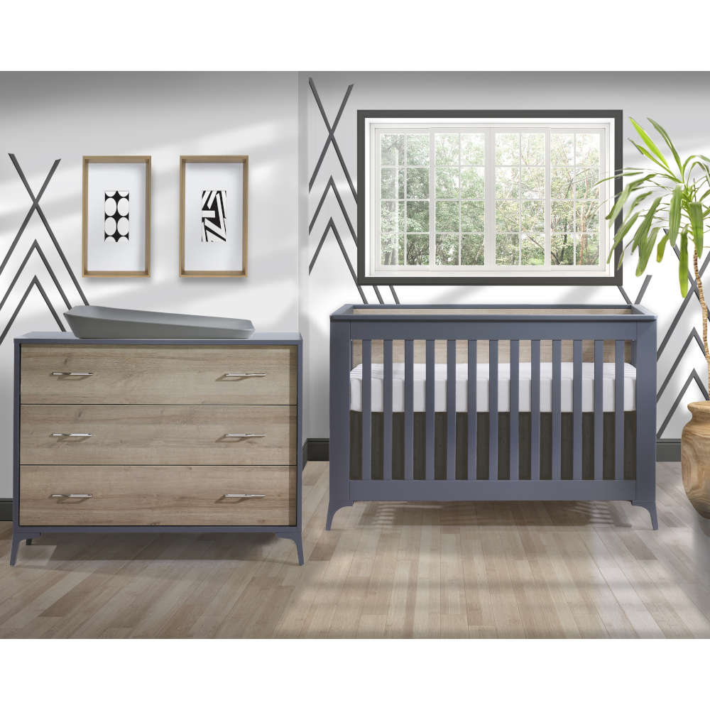 Tulip Metro Convertible Crib + 3-Drawer Dresser XL Lakeland Baby and Teen Furniture Tulip Metro Convertible Crib + 3-Drawer Dresser XL Lakeland Baby and Teen Furniture