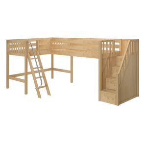 Maxtrix Twin Medium Corner Loft Bed with Ladder + Stairs - R