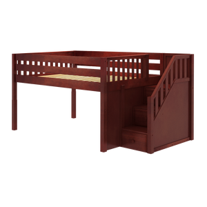 Maxtrix Full XL Low Loft Bed with Stairs