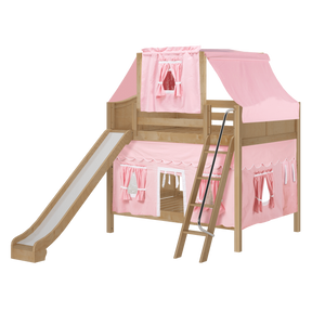 Maxtrix Full Medium Bunk Bed with Angled Ladder, Curtain, Top Tent + Slide
