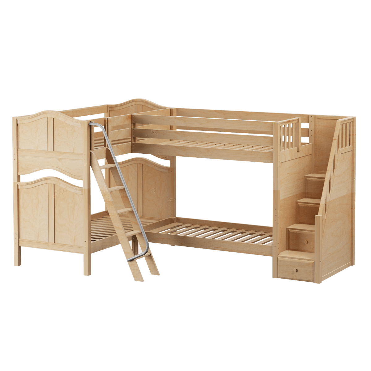 Maxtrix Twin High Corner Bunk Bed with Ladder + Stairs - R