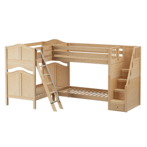 Maxtrix Twin High Corner Bunk Bed with Ladder + Stairs - R