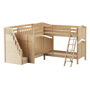 Maxtrix Full High Corner Bunk Bed with Ladder + Stairs - L