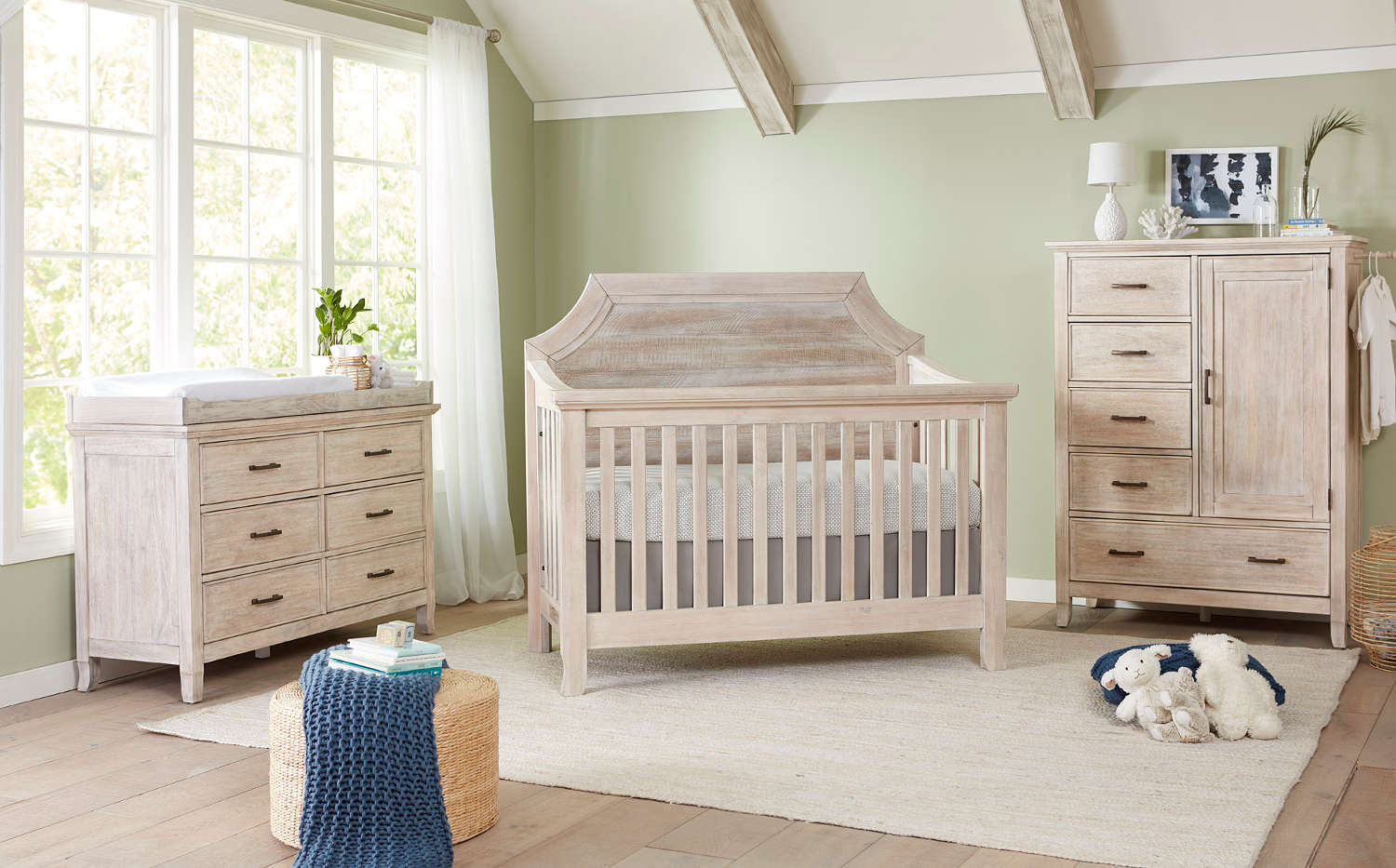Stella Baby Remi Pagoda Convertible Crib + Double Dresser Set