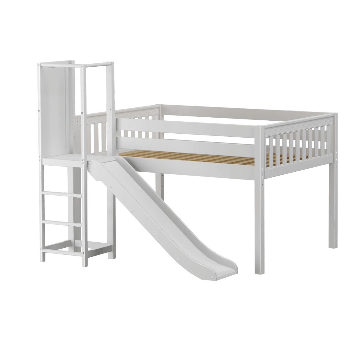 Maxtrix Full Low Loft Bed with Slide Platform