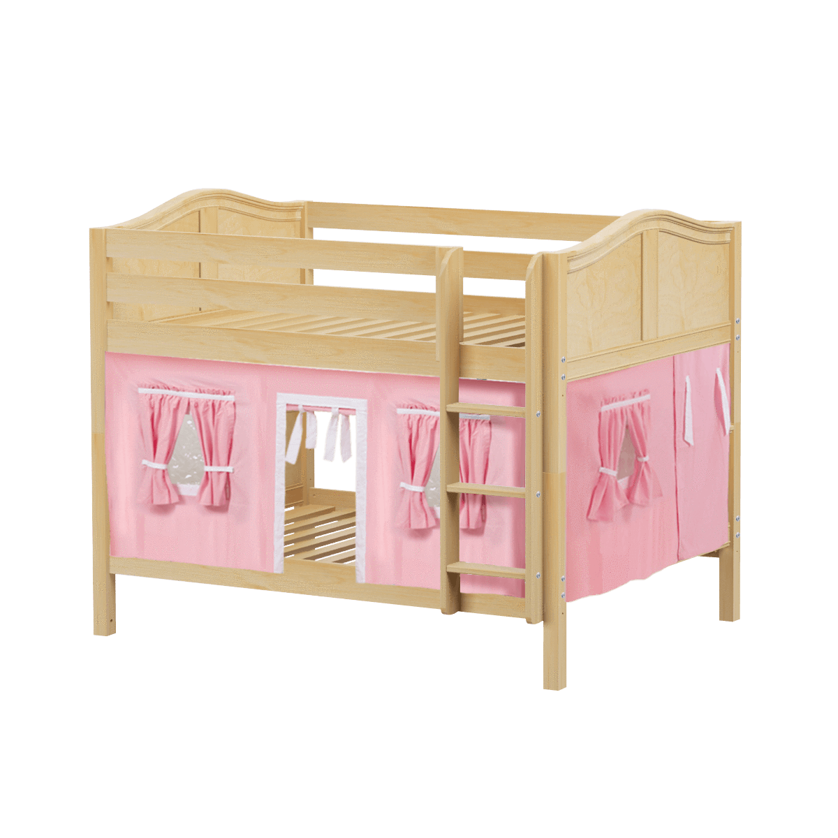 Maxtrix Full Low Bunk Bed with Straight Ladder + Curtain