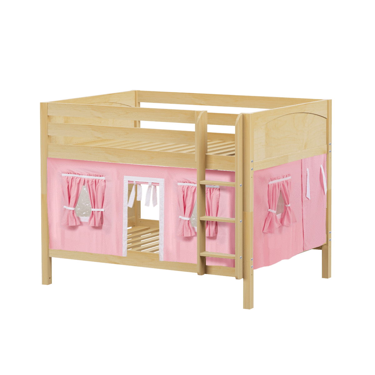 Maxtrix Full Low Bunk Bed with Straight Ladder + Curtain