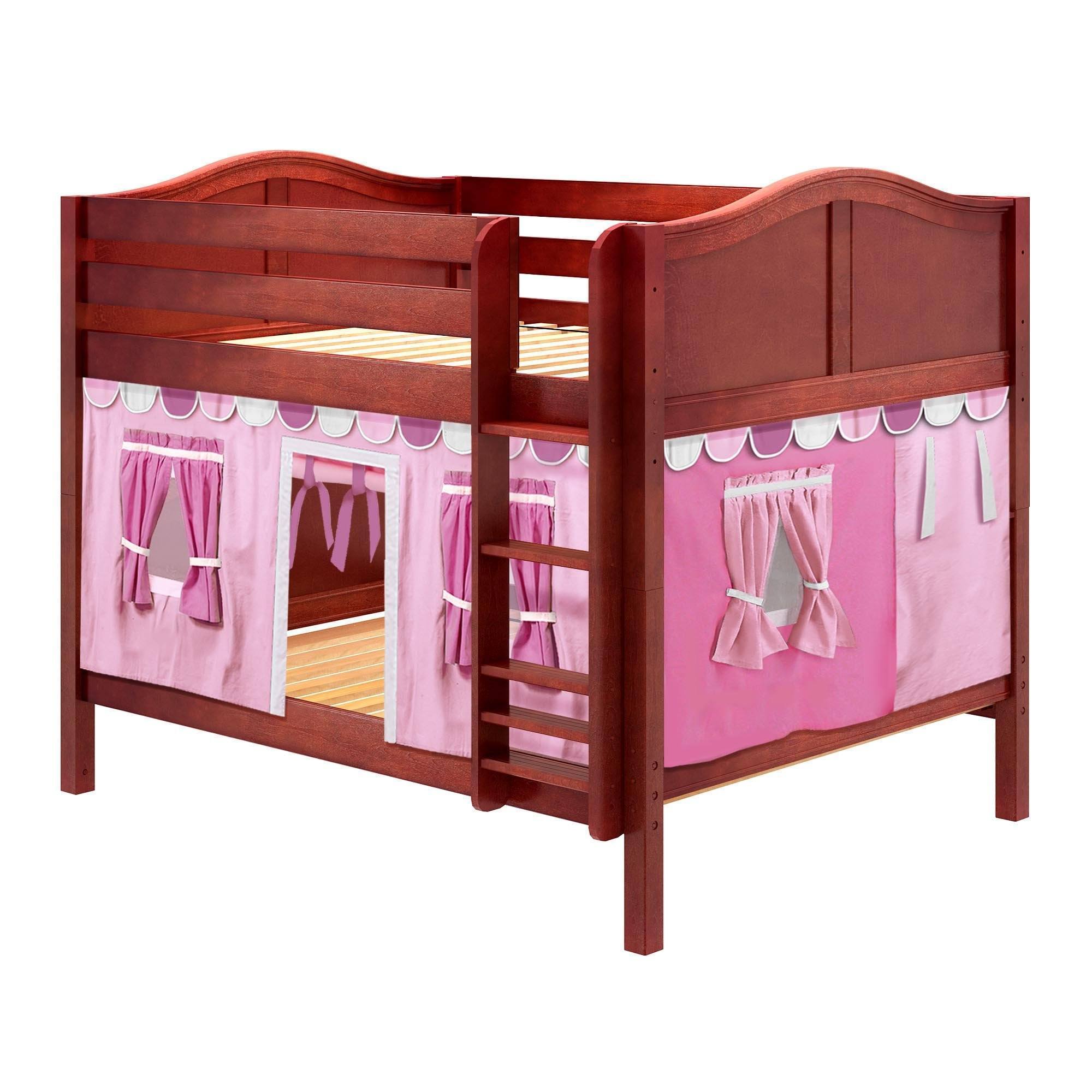 Maxtrix Full Low Bunk Bed with Straight Ladder + Curtain