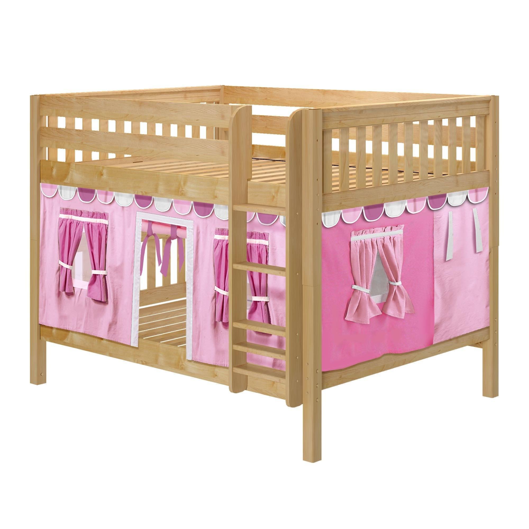 Maxtrix Full Low Bunk Bed with Straight Ladder + Curtain