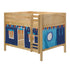 Maxtrix Full Low Bunk Bed with Straight Ladder + Curtain