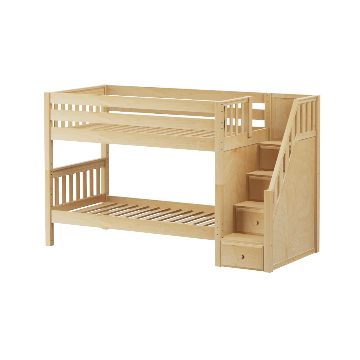 Maxtrix Twin Low Bunk Bed with Stairs