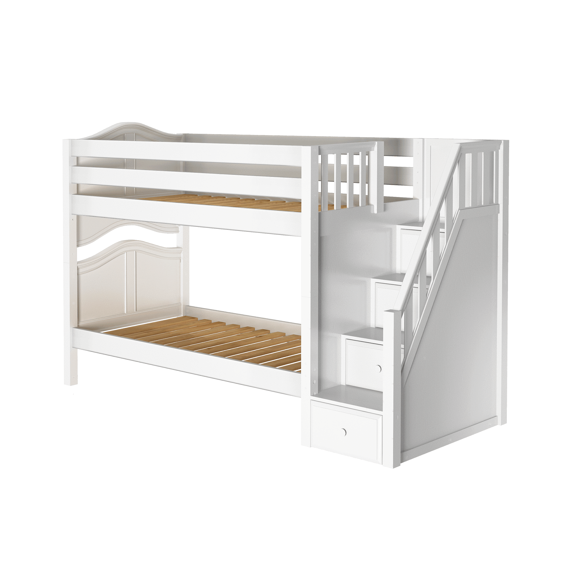 Maxtrix Twin Low Bunk Bed with Stairs