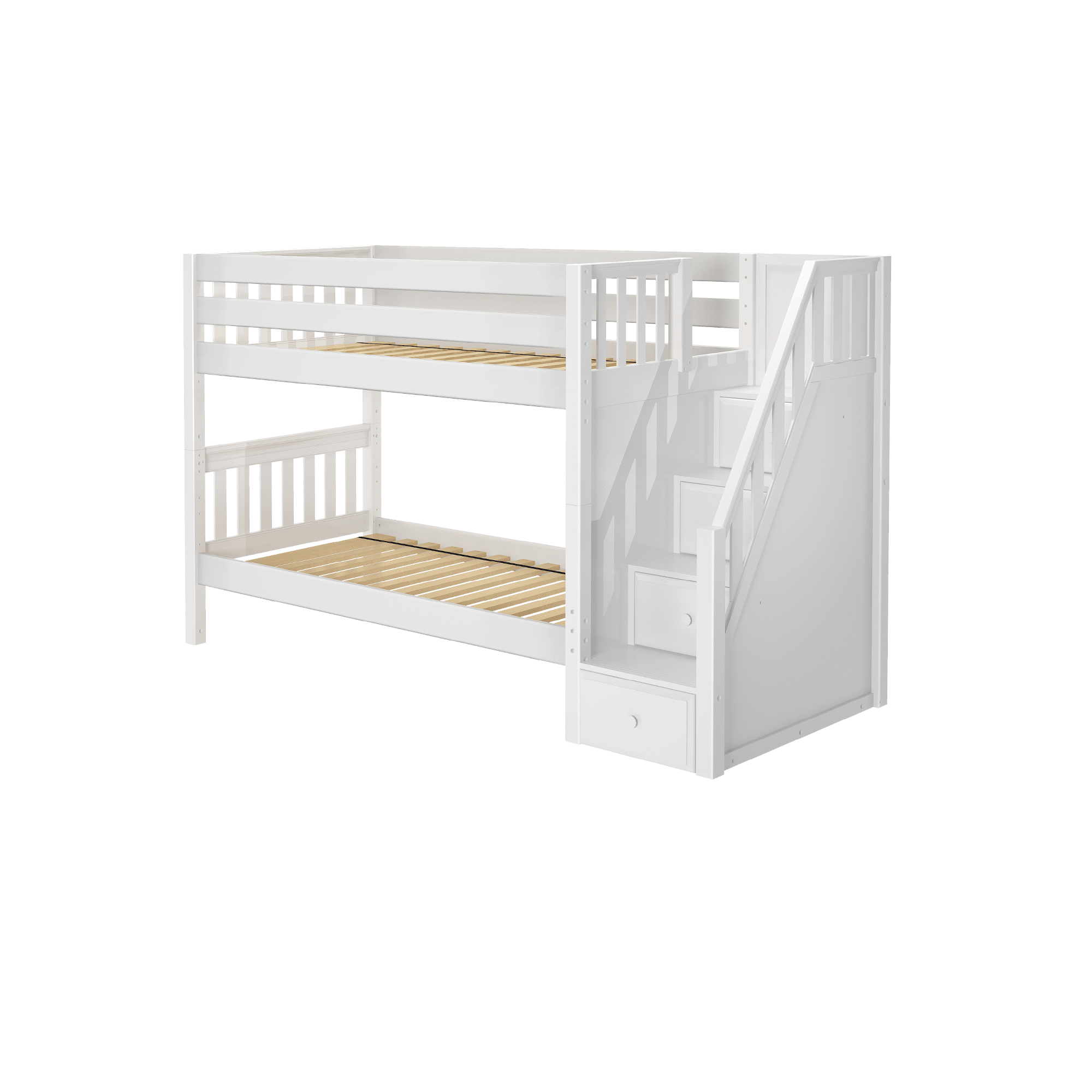 Maxtrix Twin Low Bunk Bed with Stairs