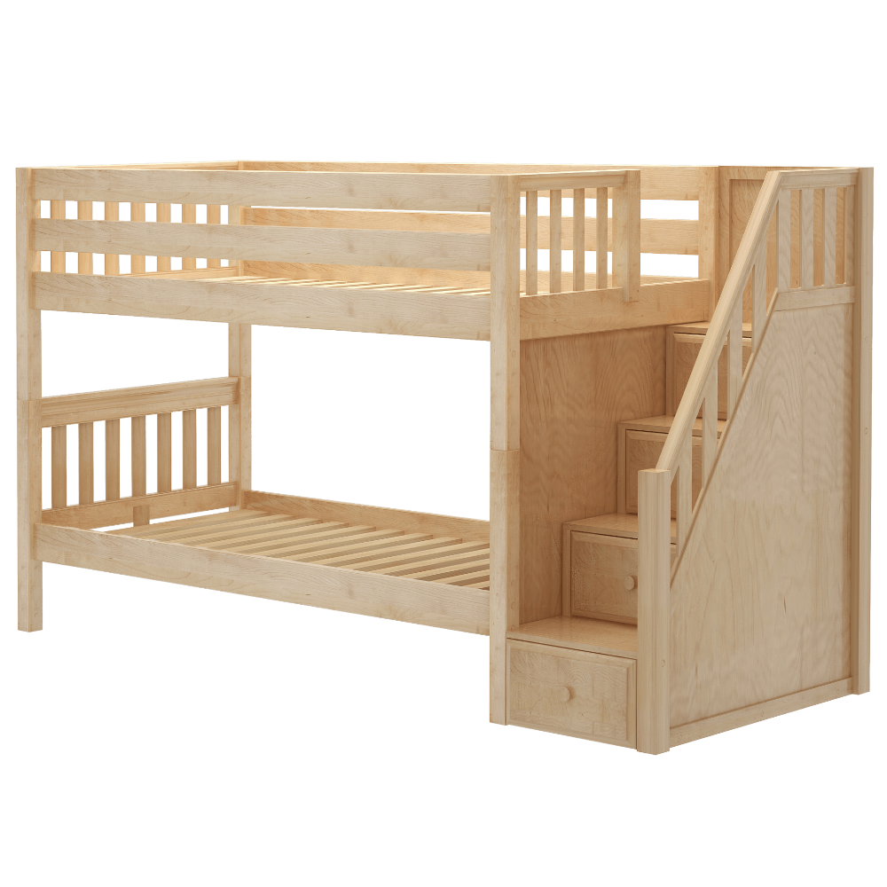 Maxtrix Twin XL Low Bunk Bed with Stairs