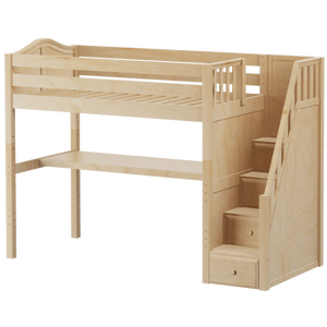 Maxtrix Twin High Loft Bed with Stairs + Desk