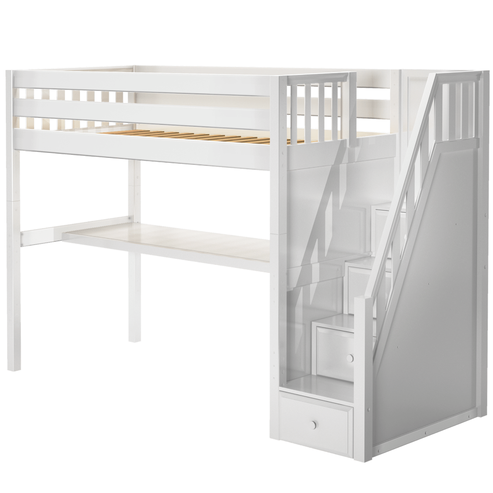 Maxtrix Twin XL High Loft Bed with Stairs + Desk