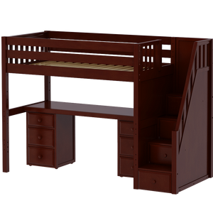 Maxtrix Twin XL High Loft Bed with Stairs + Desk