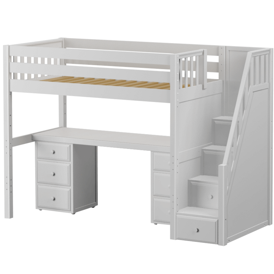 Maxtrix Twin XL High Loft Bed with Stairs + Desk