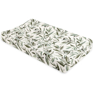 Babyletto Olive Branches Quilted Muslin Changing Pad Cover in GOTS Certified Organic Cotton