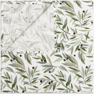 Babyletto Olive Branches Muslin Swaddle in GOTS Certified Organic Cotton