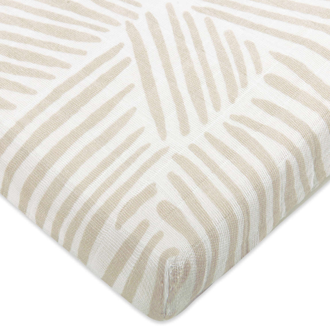 Babyletto Oat Stripe Muslin All-Stages Midi Crib Sheet in GOTS Certified Organic Cotton