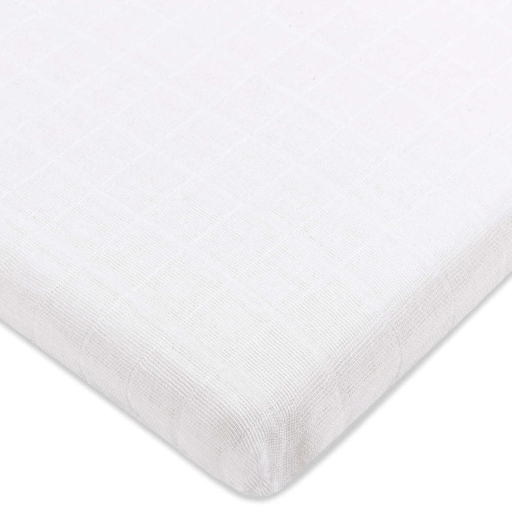 Babyletto Plain White Muslin All-Stages Bassinet Sheet in GOTS Certified Organic Cotton
