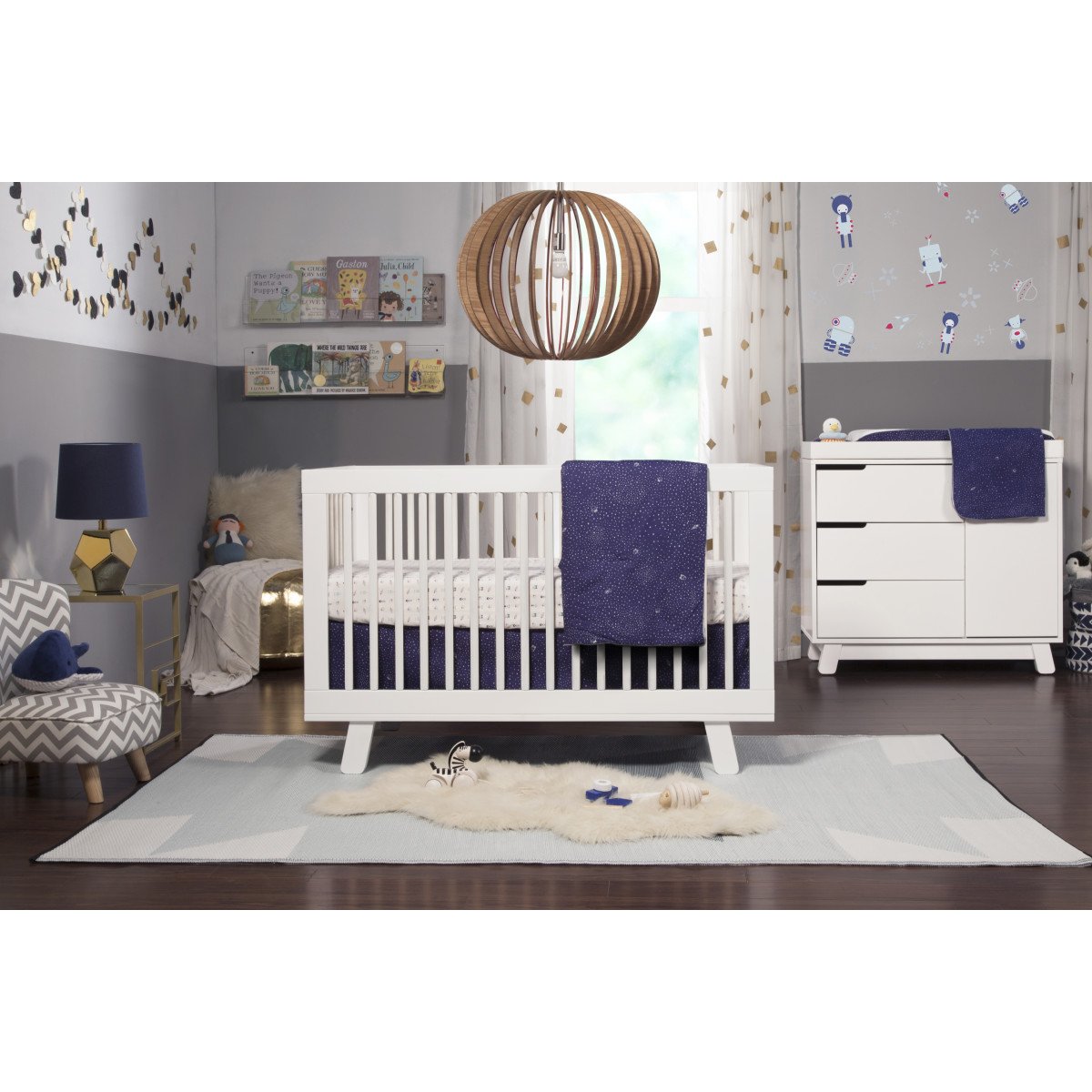 Babyletto Galaxy 5-Piece Set Sheet, Skirt, Play Blanket, Pad Cover & Wall Decal