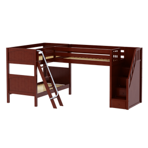 Maxtrix Twin Medium Corner Loft Bunk Bed with Ladder + Stairs - R
