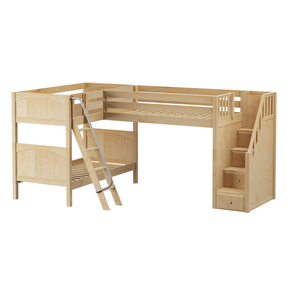 Maxtrix Twin Medium Corner Loft Bunk Bed with Ladder + Stairs - R