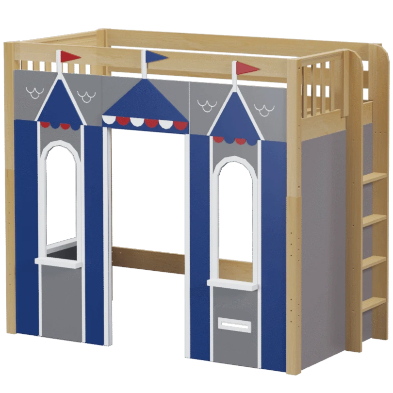Maxtrix Twin High Loft Bed with Straight Ladder + Playhouse Panels