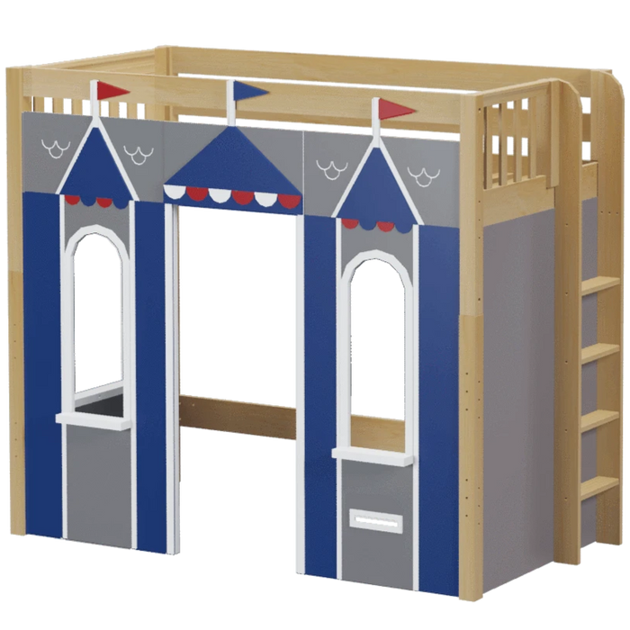 Maxtrix Twin High Loft Bed with Straight Ladder + Playhouse Panels