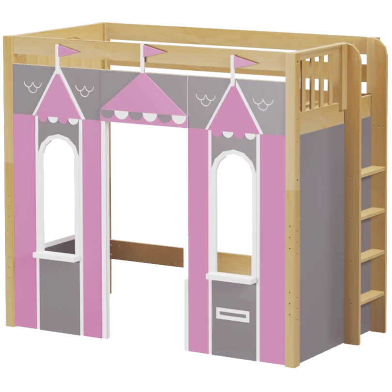 Maxtrix Twin High Loft Bed with Straight Ladder + Playhouse Panels