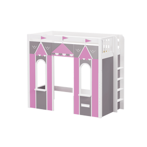 Maxtrix Twin High Loft Bed with Straight Ladder + Playhouse Panels