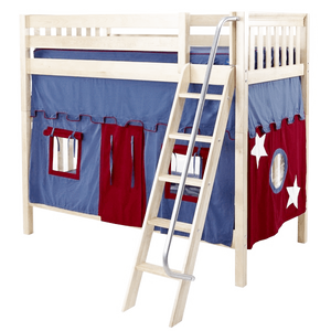 Maxtrix Twin High Bunk Bed with Angled Ladder + Curtain