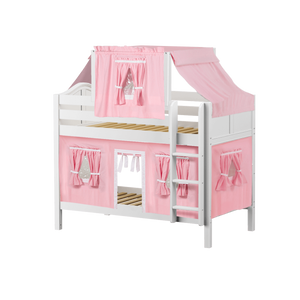Maxtrix Twin Low Bunk Bed with Straight Ladder, Top Tent + Curtain