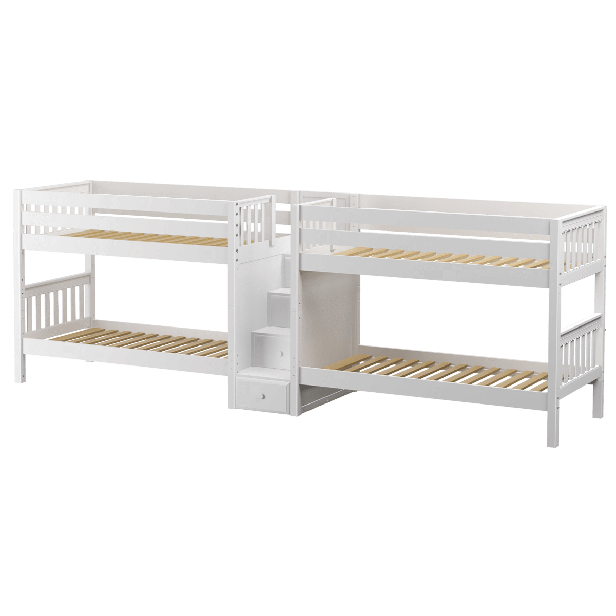 Maxtrix Twin XL Quadruple Bunk Bed with Stairs