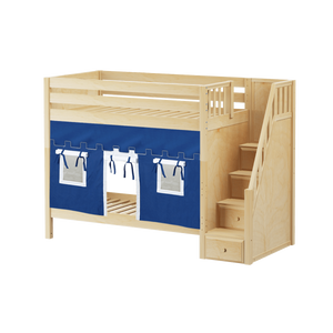 Maxtrix Twin High Bunk Bed with Stairs + Curtain