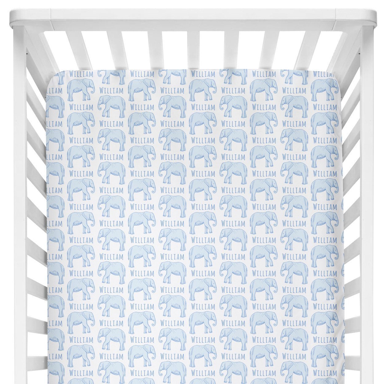 Sugar + Maple Crib Sheet - Elephant Blue