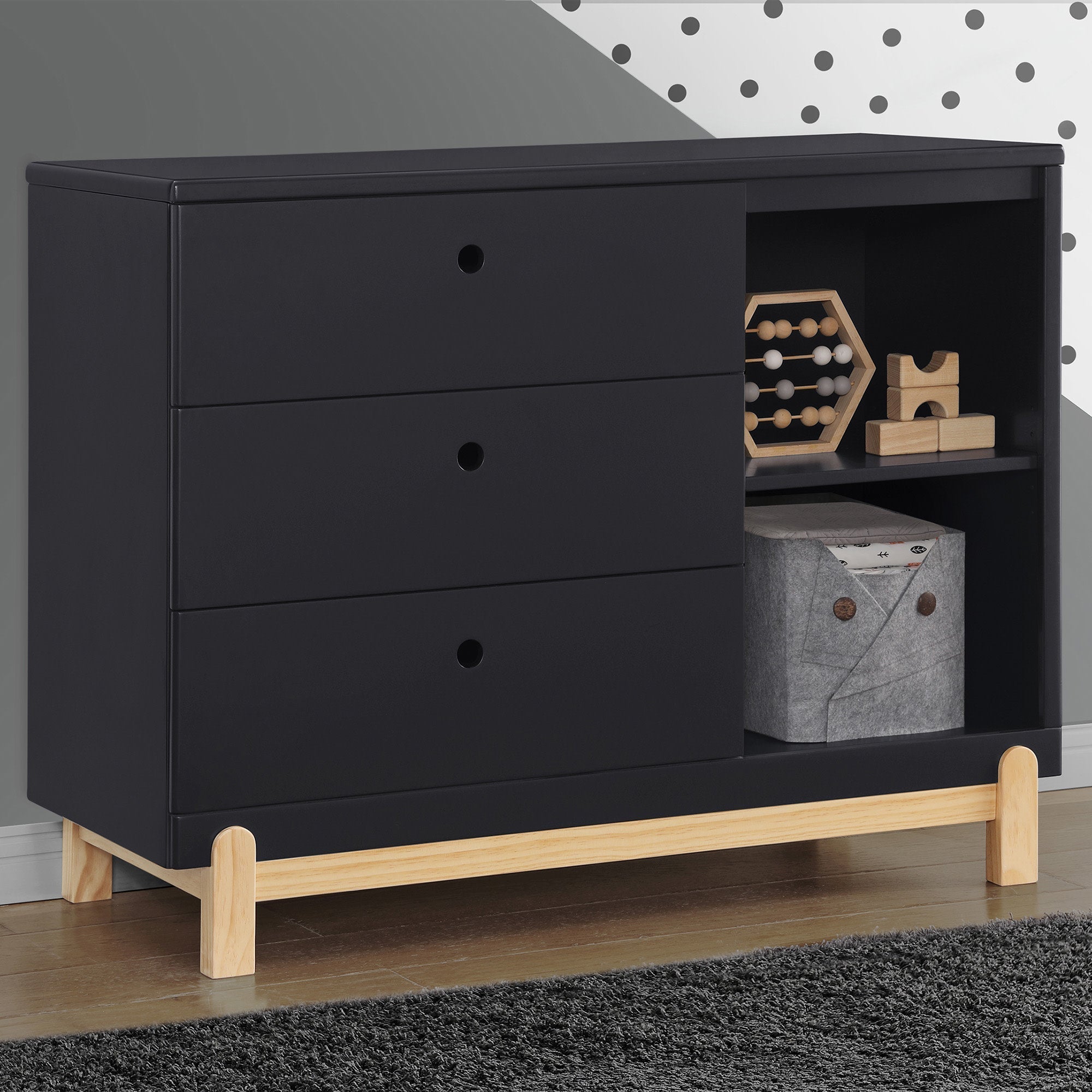 Delta Children Poppy 3 Drawer Dresser with Cubbies, Grey Delta Children Poppy 3 Drawer Dresser with Cubbies, Grey