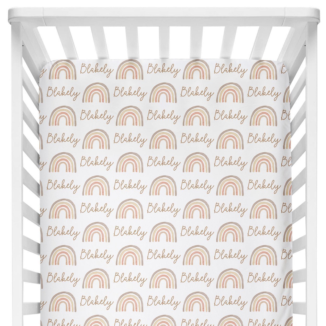 Sugar + Maple Crib Sheet - Rainbow Neutral