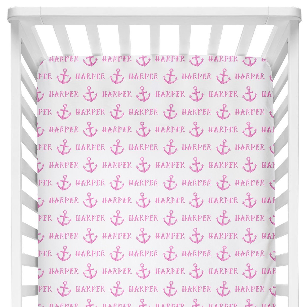 Sugar + Maple Crib Sheet - Anchor Pink