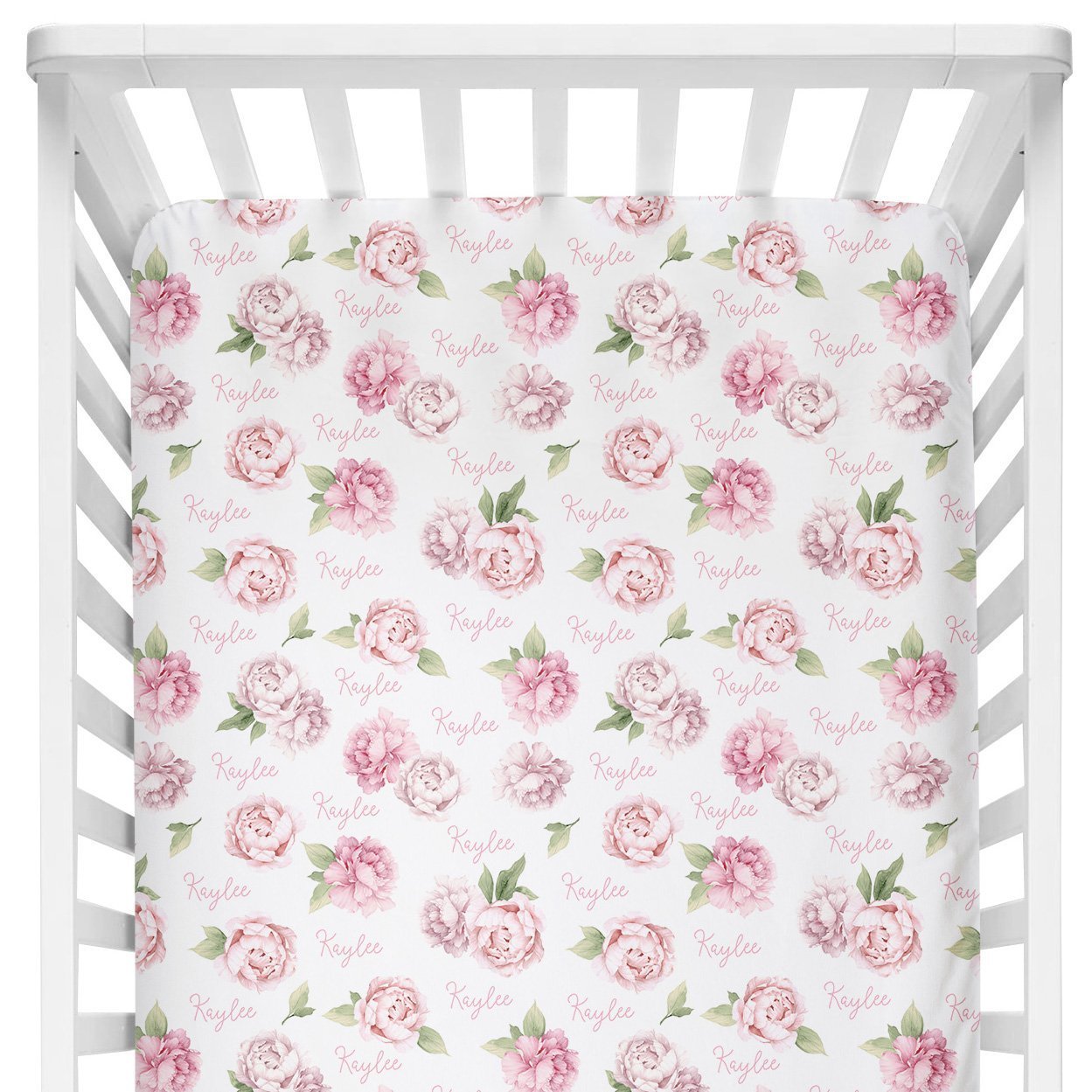 Sugar + Maple Crib Sheet - Pink Peonies