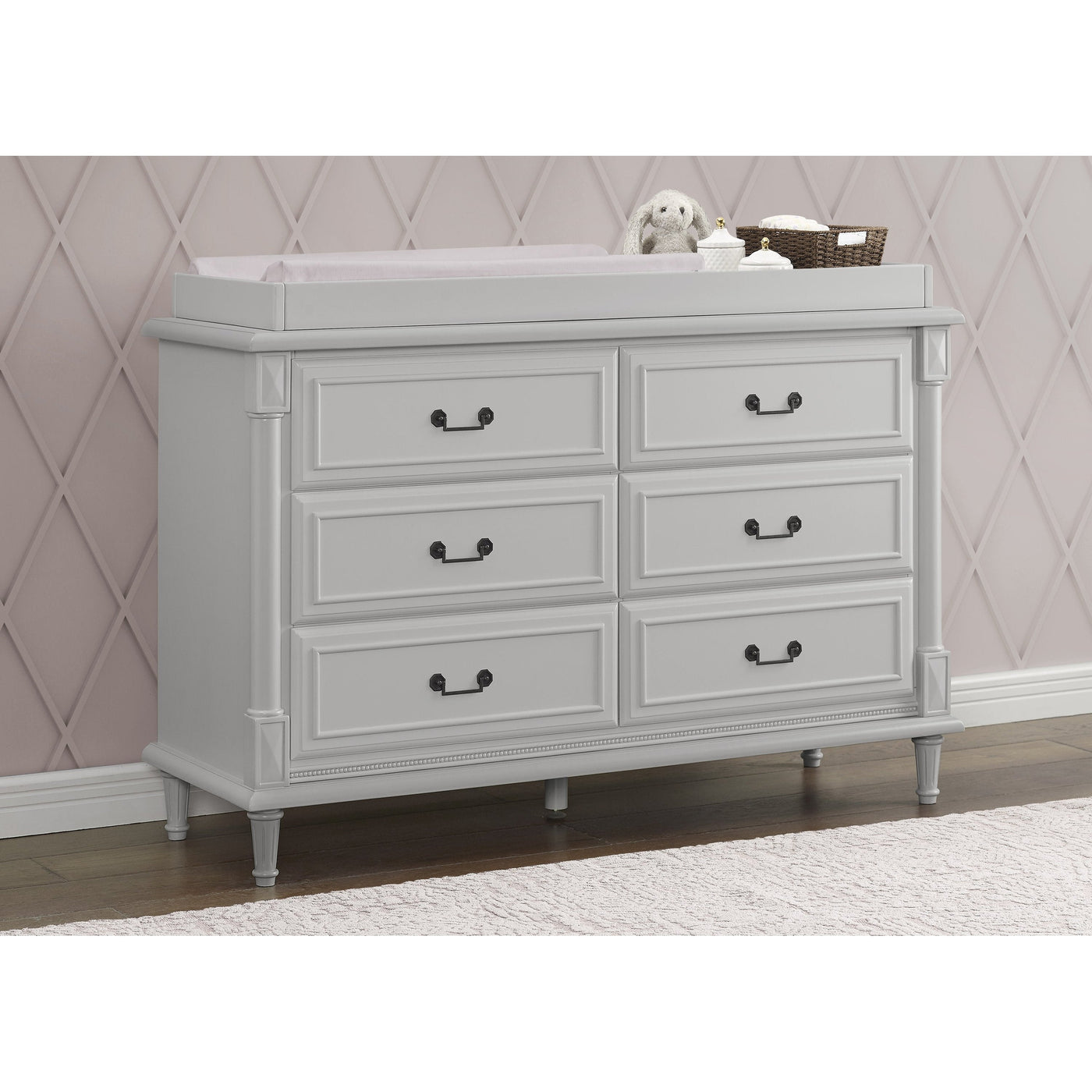 White dresser deals gray top