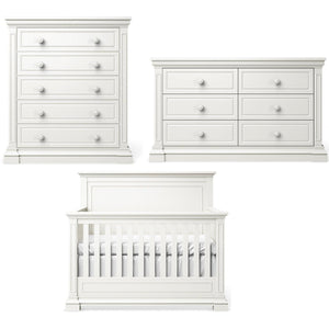 Silva Jackson Convertible Crib Double Dresser Tall Chest Set