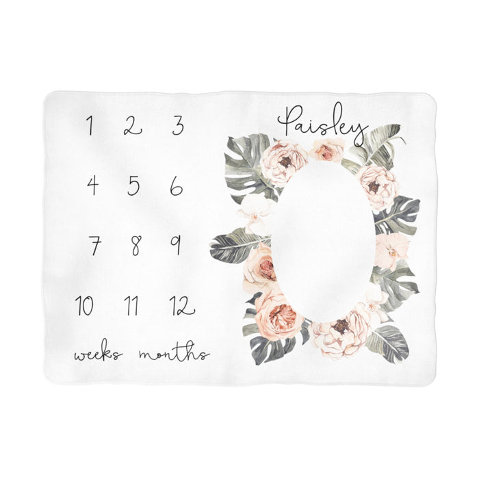 Sugar + Maple Tropical Boho Floral Milestone Blanket - Personalized