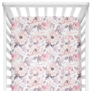 Sugar + Maple Crib Sheet - Wallpaper Floral